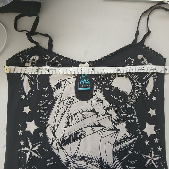 Y2K TOO FAST Camille Tattoo Flash Pajama Set XS Goth Rock Edgy Grunge Rockabilly - Picture 13 of 15